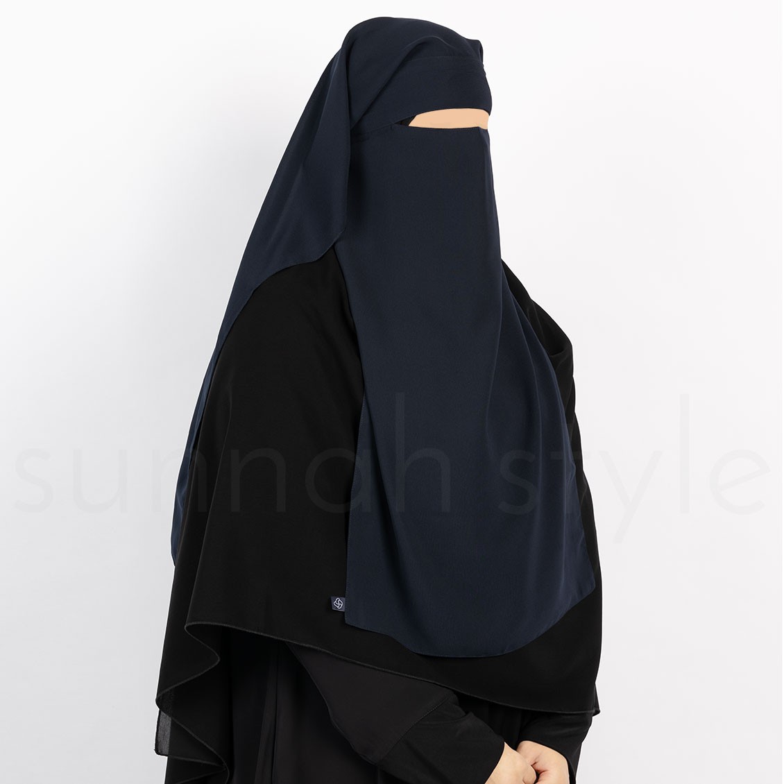 Sunnah Style Long Two Layer Niqab Navy Blue